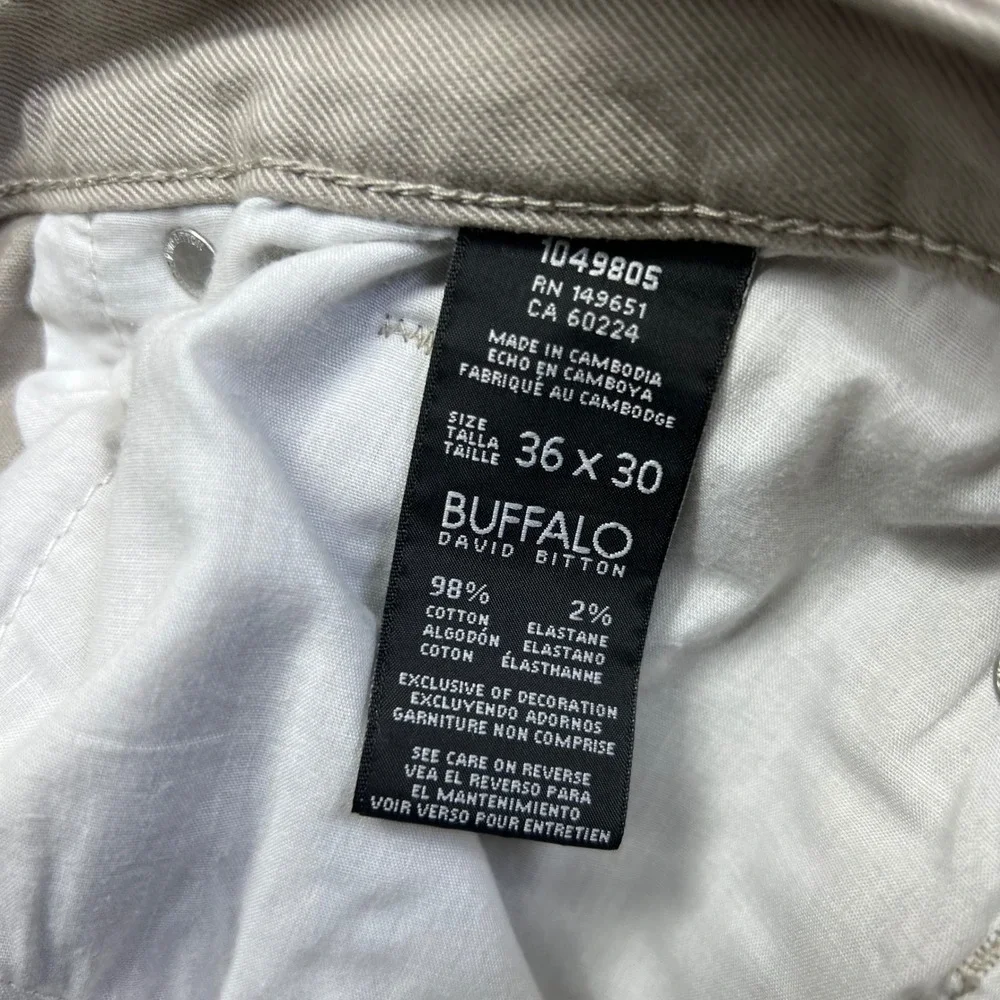 Buffalo David Bitton Jeans Mens 36x30 Sam-X Slim‎ Straight Stretch Khaki Beige